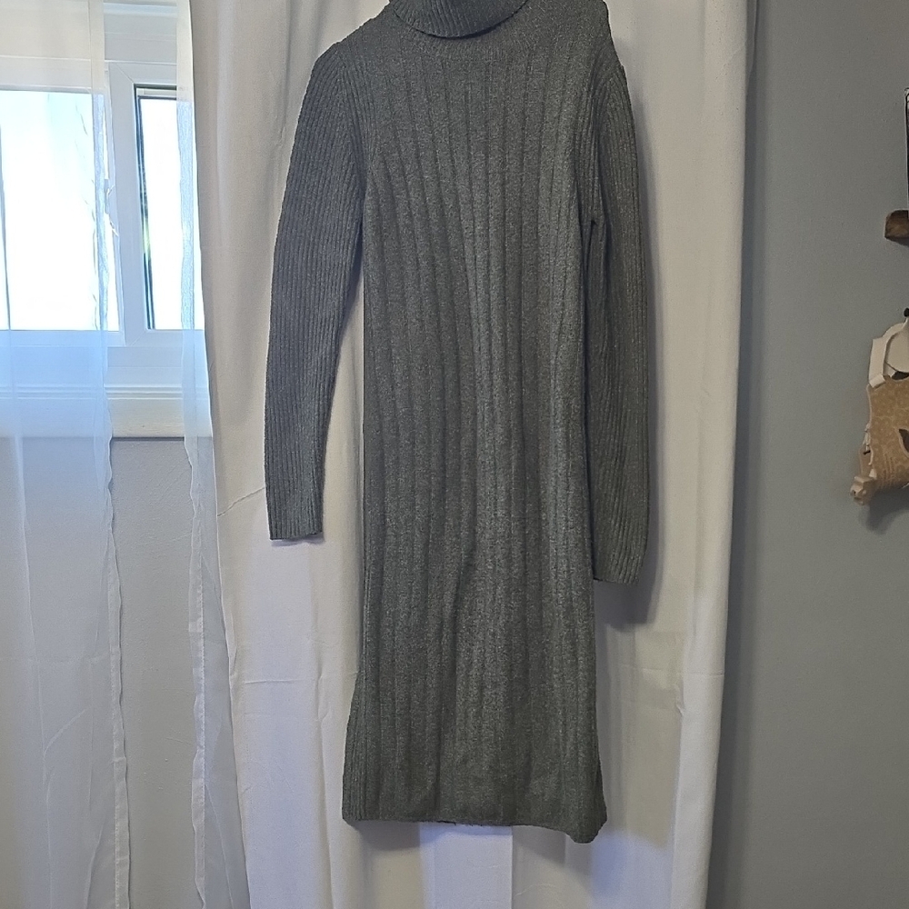 Pink Rose Charcoal Turtleneck Sweater Dress